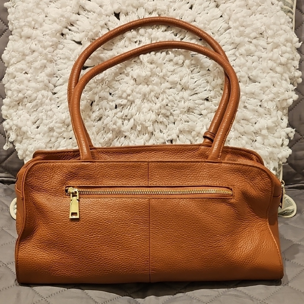 Kattee Tan Leather Satchel with Gold Hardware - Picture 5 of 16